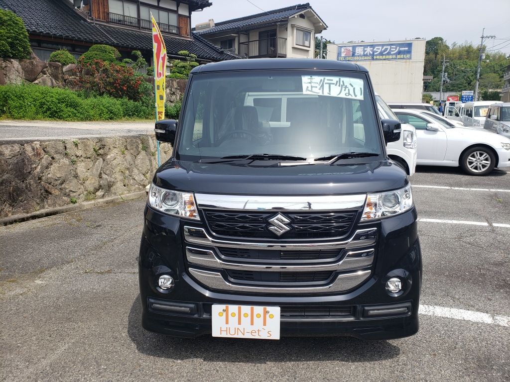 スペーシアカスタム カスタムターボ ハイブリット 広島市東区 福田の車屋さん ディーエムカーランド 中古車 新車 福祉車両の販売 車検 保険 板金等 一般修理を承っております